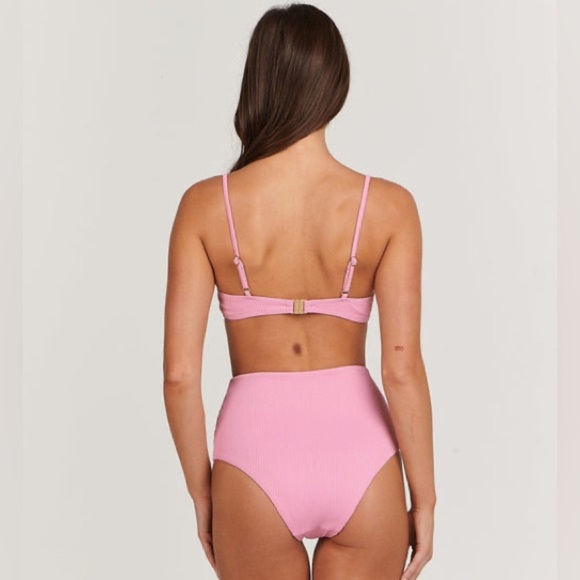 Charlie Holiday Ruby High-Waisted Bikini Bottoms Pink Ribbed NWOT - Picture 3 of 15